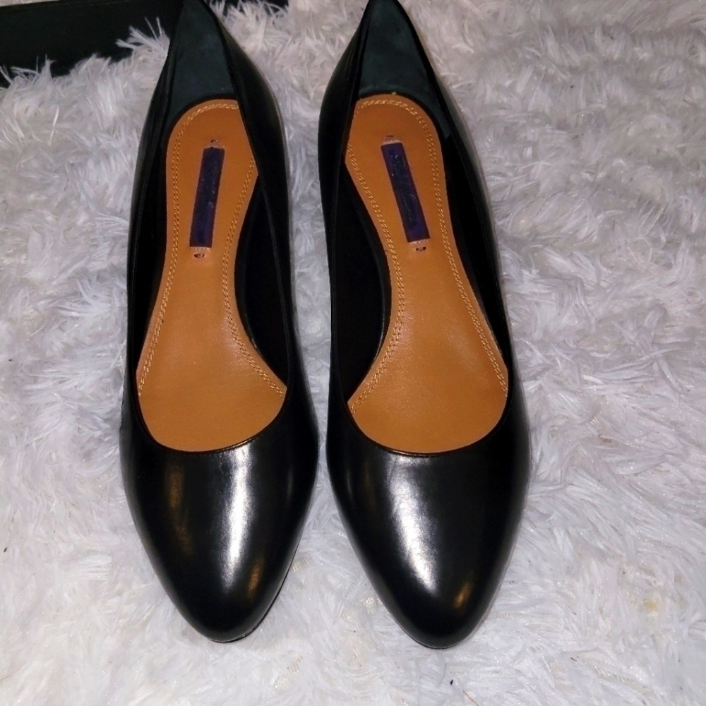 Ralph Lauren Leather Black Dress Shoe Size 8.5 w/ 1.5" heel‍‍‍‍‍‍‍‍‍‍‍‍‍‍‍
